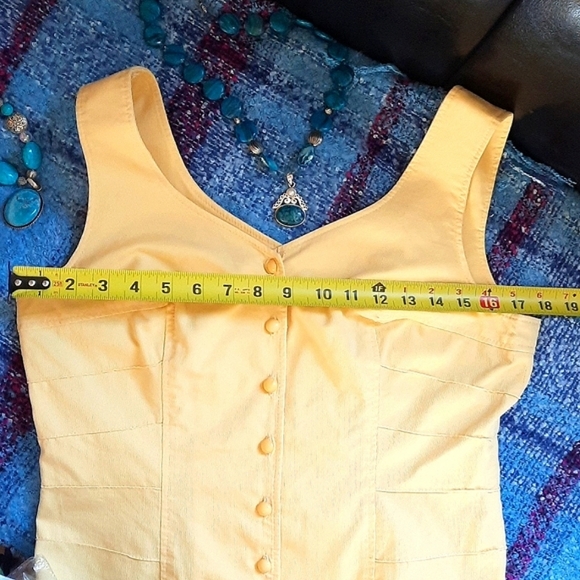 MATTHEW Yellow Vest, Waistcoat, Fitted, Sleeveless Top, Tank, Crop - Picture 6 of 8